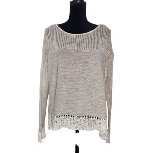 5/$15 B Sharp Knit Crochet White Cream Sweater